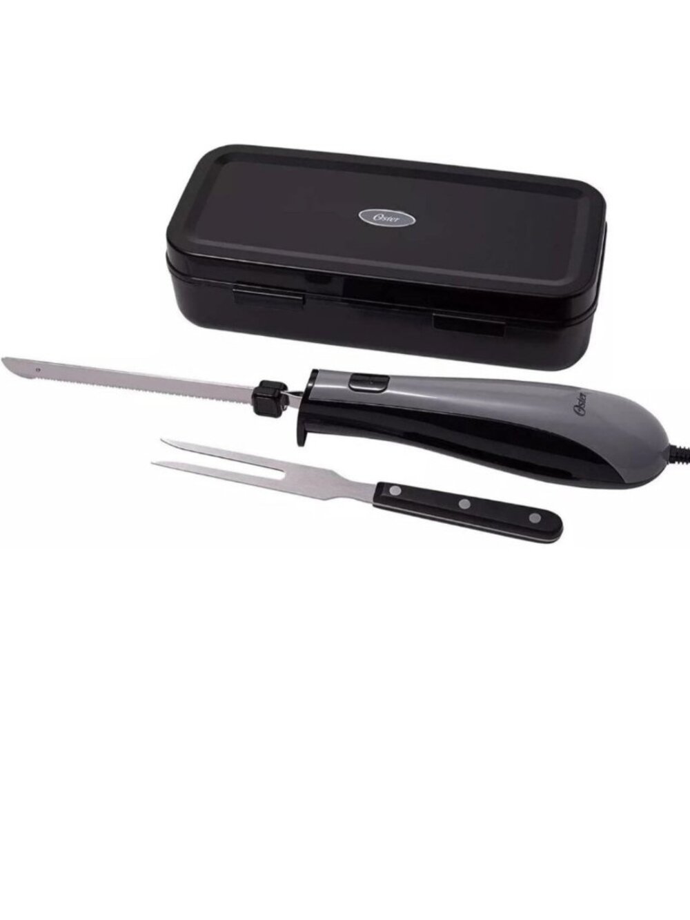 Oster Electric Knife with Carving Fork Storage Case cut Turkey Chicken Ham Bread